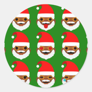 african Santa emoji emoticons Runt Klistermärke