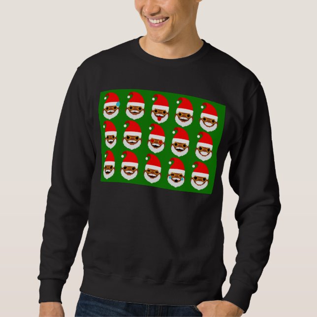 african Santa emoji emoticons Sweatshirt (Framsida)