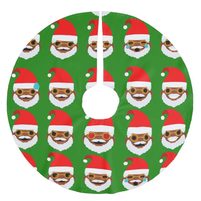 african Santa emoji emoticons träd skirt Julgransmatta Borstad Polyester (Framsidan)