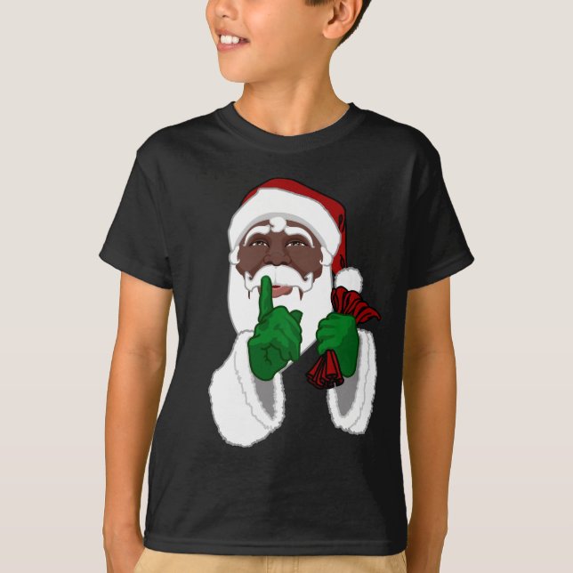 African Santa Shirt Barn Black Santa Sweatshirtss T Shirt (Framsida)