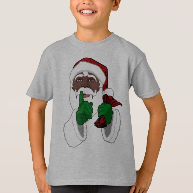 African Santa Shirt Barn Black Santa T-Shirts (Framsida)