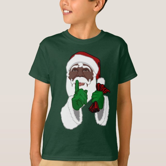 African Santa Shirt Barn Black Santa T-Shirts (Framsida)