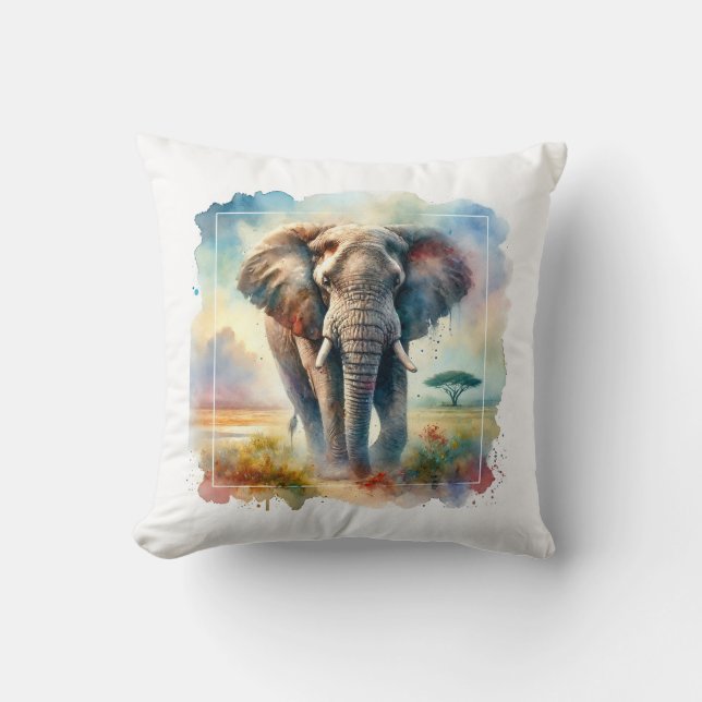 African Savanna Elephant 140724AREF113 - Watercolo Kudde (Framsida)
