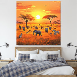 African Savanna Sunset Art Canvastryck