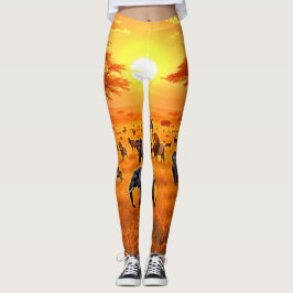 African Savanna Sunset Art Leggings