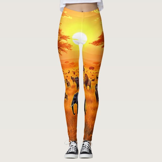 African Savanna Sunset Art Leggings (Framsida)