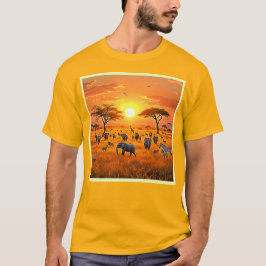 African Savanna Sunset Art T Shirt