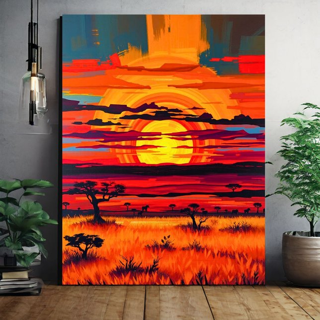 African Savanna Sunset Wall Art - Bold Ligge Canvastryck (Skapare uppladdad)