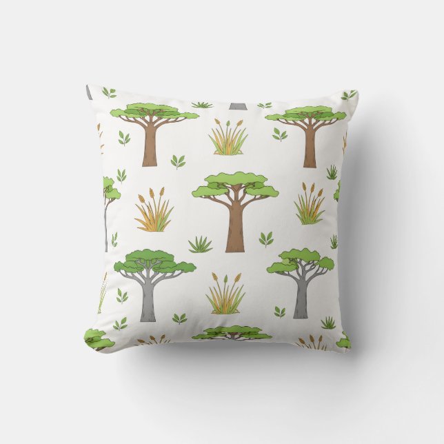 African Savanna Träd och Grasslands Cushion Kudde (Framsida)