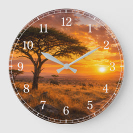 African Savanna Wall Clock — Wildlife Design Stor Klocka