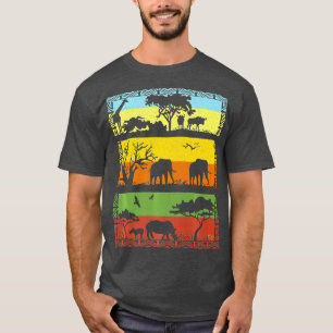 African Savannah Ligcape med Safari Animal Silh T Shirt