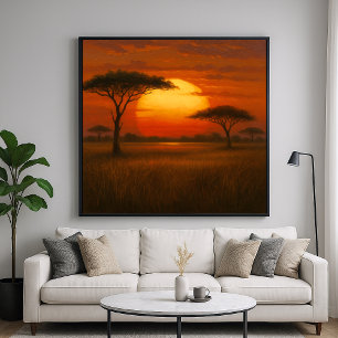African Savannah - Scenia Illustration Stil Poster