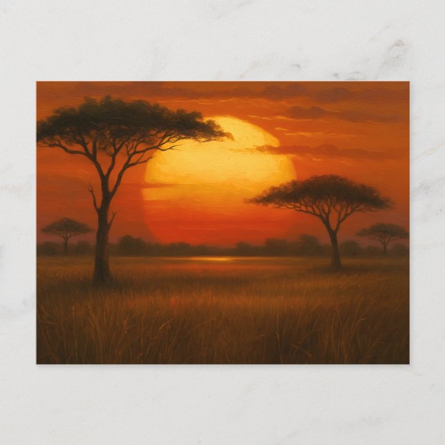 African Savannah - Scenic Illustration Style Vykort (Framsida)