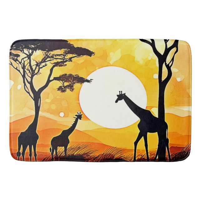 African Savannah Sunset Giraffe Scene Badrumsmatta (Framsidan)
