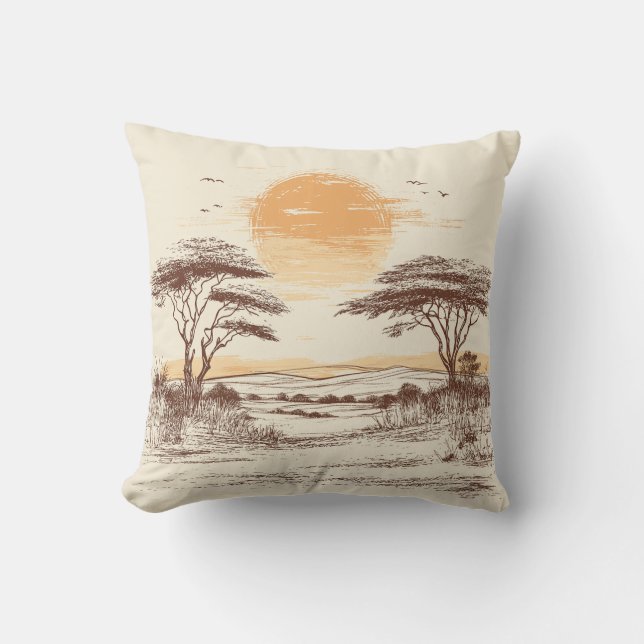 African Savannah Sunset Pillow Kudde (Framsida)