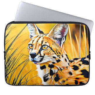 African Serval Art Laptop Fodral