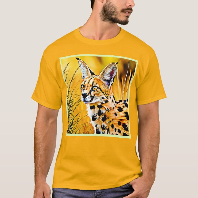African Serval Art T Shirt (Framsida)