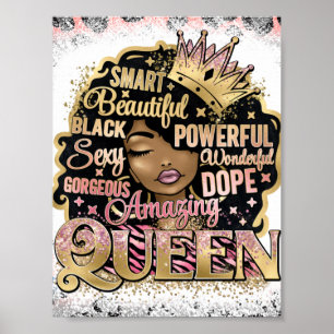 African Sista Queen Melanin Woman Sistas Roligt Poster