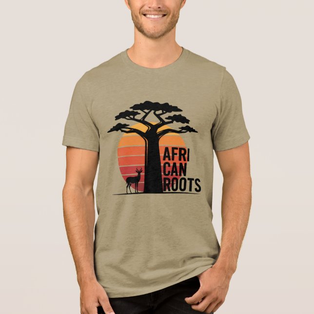 African Streetwear Baobab Tree & Gazelle Graphic T Shirt (Framsida)
