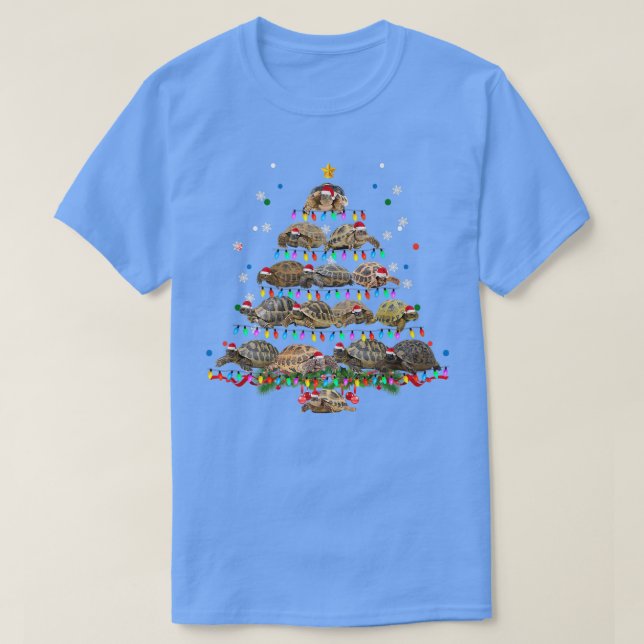 African Sulcata Tortoise Christmas Tree Funny Mars T Shirt (Design framsida)