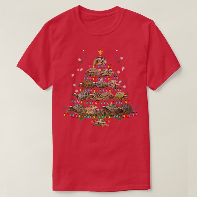 African Sulcata Tortoise Christmas Tree Funny Mars T Shirt (Design framsida)