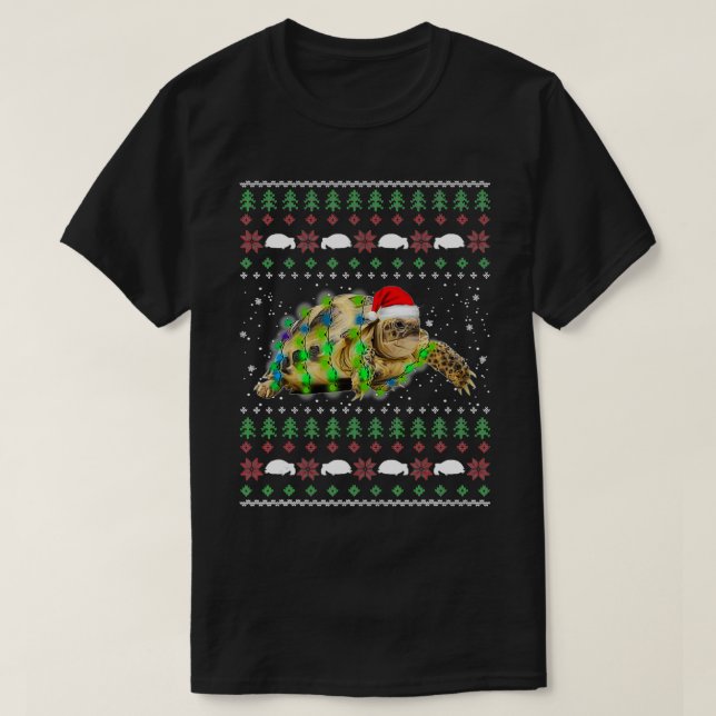 African Sulcata Tortoise Ugly jul Sweater T Shirt (Design framsida)