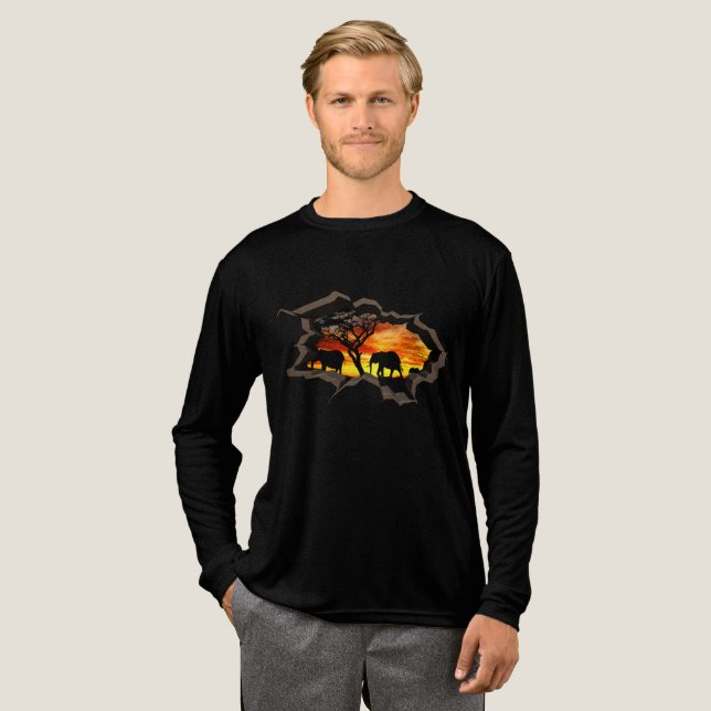 African Sunset Elephants 3D Wall Break T-Shirt (Hel framsida)