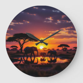 African Sunset Majesty Wall Clock Stor Klocka