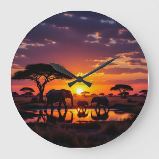 African Sunset Majesty Wall Clock Stor Klocka