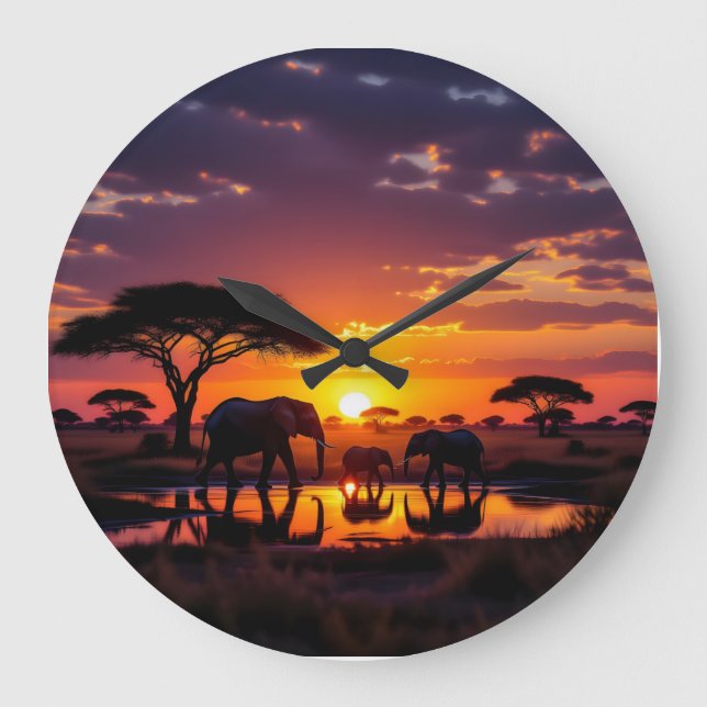 African Sunset Majesty Wall Clock Stor Klocka (Framsida)