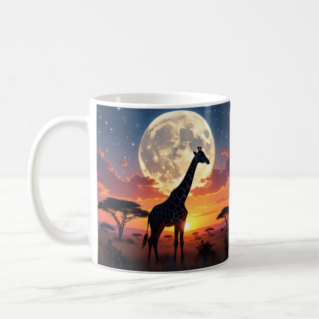 African Sunset Moon Giraffe & African Street Marke Kaffemugg (Vänster)