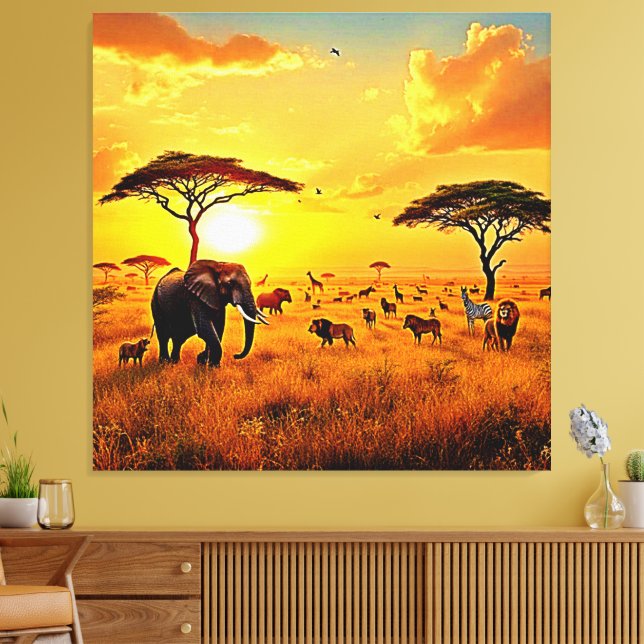 African Sunset Safari Majesty Design Canvastryck (Insitu (Vardagsrum))