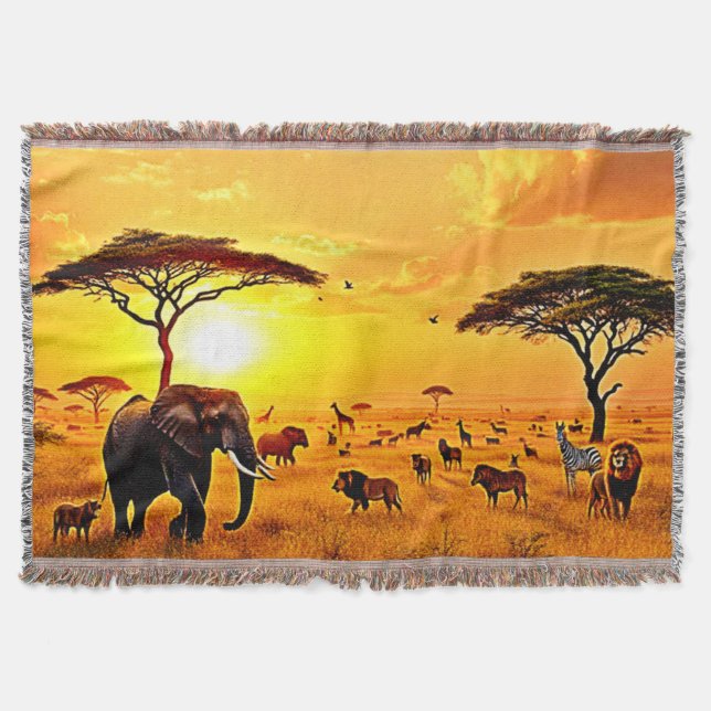 African Sunset Safari Majesty Design Filt (Framsidan)