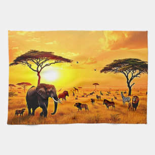 African Sunset Safari Majesty Design Kökshandduk