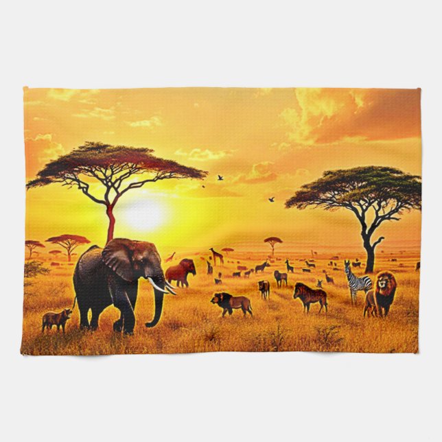 African Sunset Safari Majesty Design Kökshandduk (Horisontell)