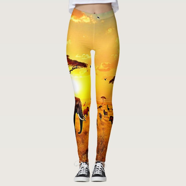 African Sunset Safari Majesty Design Leggings (Framsida)