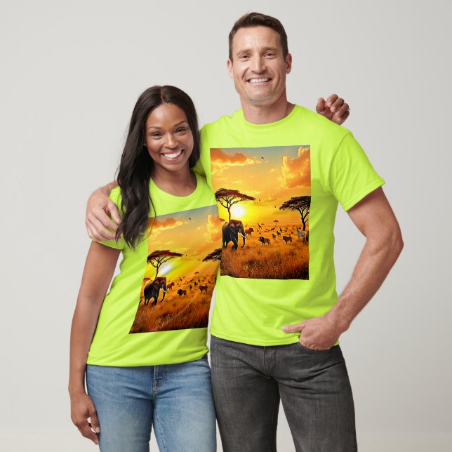 African Sunset Safari Majesty Design T Shirt (Unisex)