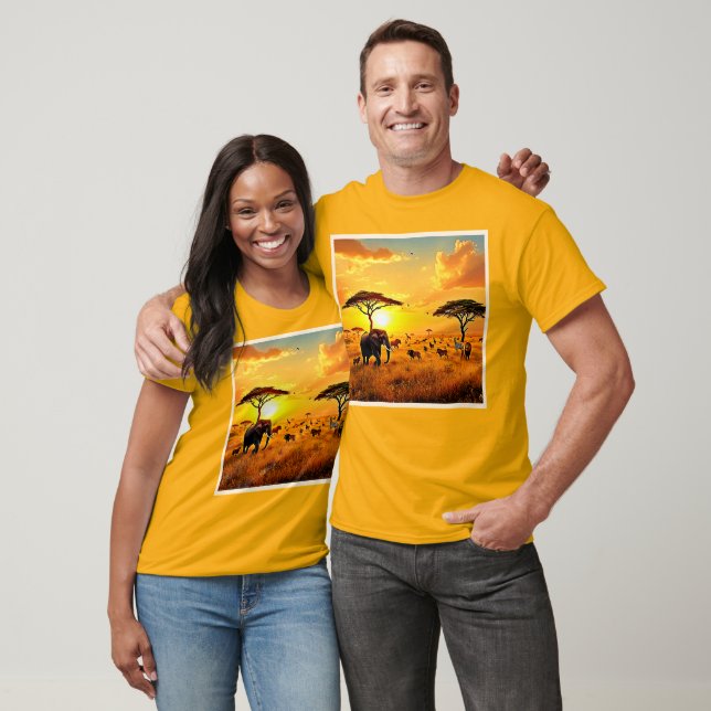 African Sunset Safari Majesty Design T Shirt (Unisex)