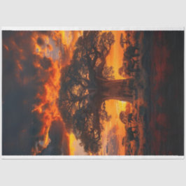 African Sunset Träd Elephant Decoupage