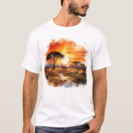 African Sunset Zebra Wildlife Art - Savannah Lands T Shirt