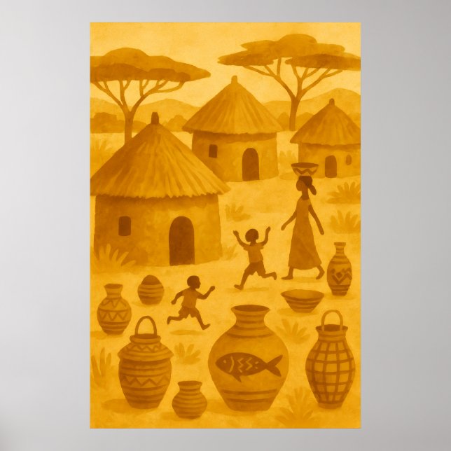 African Traditional Village – Tribal Heritage Poster (Framsidan)