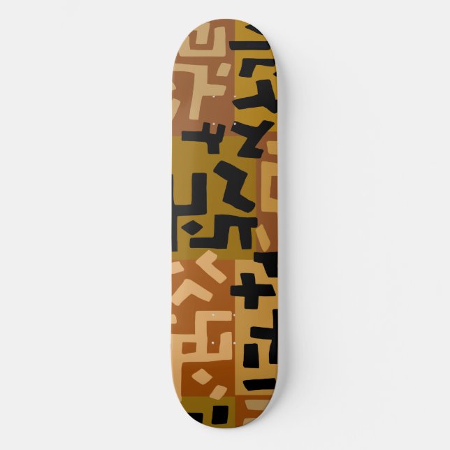 African Tribal BaKuba Mini Skateboard Bräda 18,5 Cm (Framsida)
