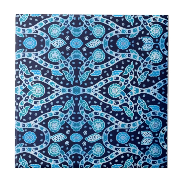 African Tribal Batik Blue Kakelplatta (Framsidan)
