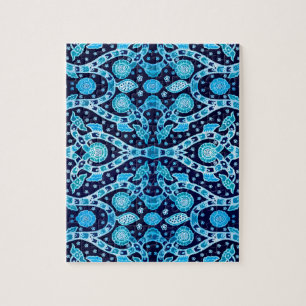 African Tribal Batik Blue Pussel