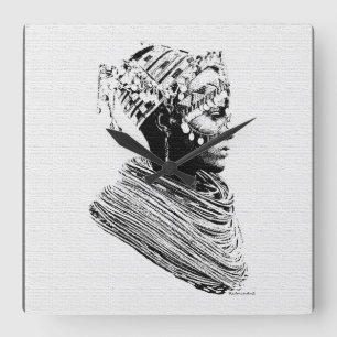 African Tribal Bröllop Bride Fyrkantig Klocka