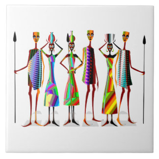 African tribal characters kakelplatta
