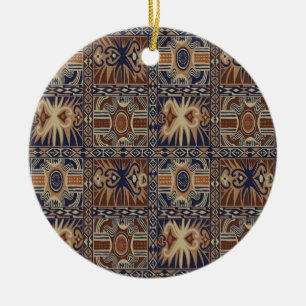 African Tribal Contemporary Collage Julgransprydnad Keramik