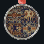 African Tribal Contemporary Collage Julgransprydnad Metall<br><div class="desc">Tribal block print,  African folk art,  tribal decor,  Virginia Vivier,  Vagabond Folk Art,  indie art,  boho decor,  rost navy elfenory,  block print,  African jewelry,  African Pelow,  African underlägg,  African Mupad,  indie Art,  boho decor,  navy rust ivory.</div>