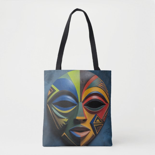 African Tribal Mask Cubism Abstract  Tygkasse (Framsida)
