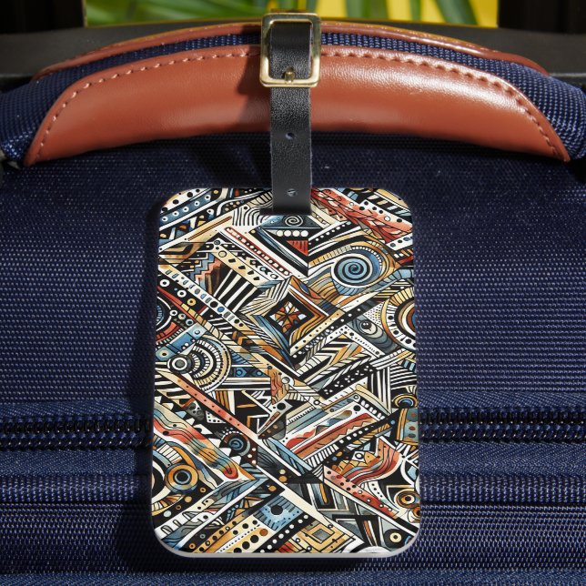 African Tribal Mönster Luggage Tag Bagagebricka (Framsida Insitu 2)